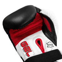 variant:Black/White::TITLE Boxing Gel Suspense Training Gloves lay down view