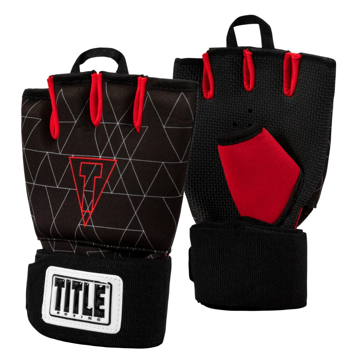 variant:black/red::TITLE Boxing Defender Sublimated Glove Wraps