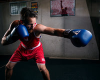 variant:blue::TITLE Boxing Masters USA Boxing Competition Gloves - Elastic guy left jab