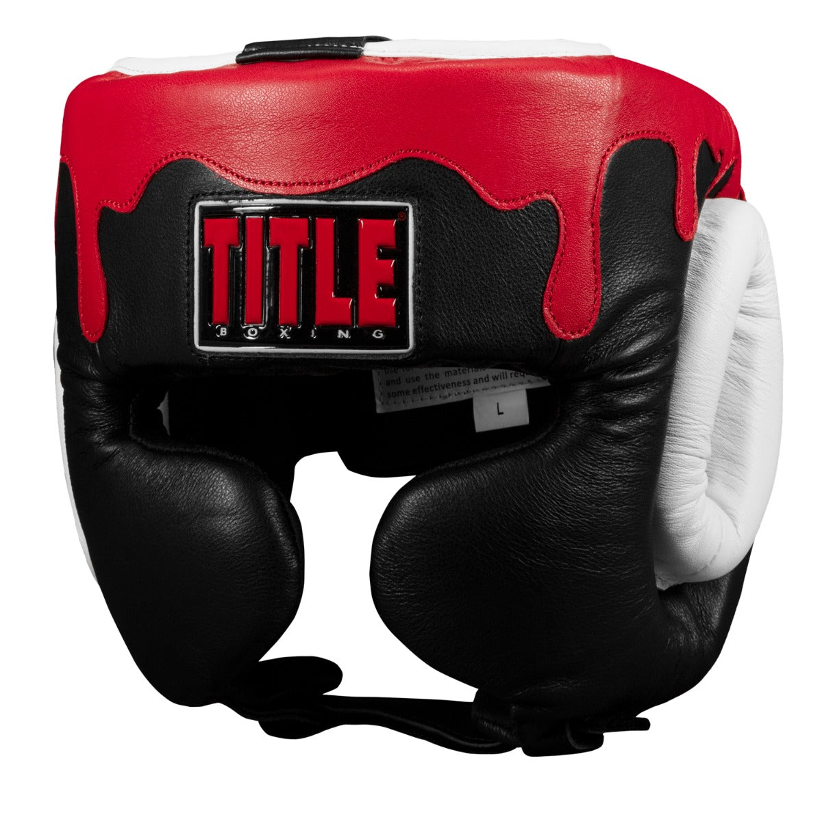 color:Black/White/Red::TITLE Boxing Gel Lava Leather Series Headgear