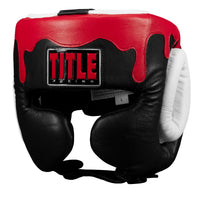 color:Black/White/Red::TITLE Boxing Gel Lava Leather Series Headgear