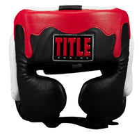 variant:black/white/red::TITLE Boxing Gel Lava Leather Series Headgear