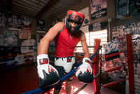 variant:black/white/red::TITLE Boxing Gel Lava Leather Series Headgear