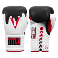 color:white/red::TITLE Boxing Gel Lava Leather Series Sparring Gloves main view