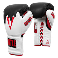 variant:white/red::TITLE Boxing Gel Lava Leather Series Sparring Gloves side view