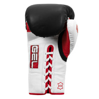 variant:white/red::TITLE Boxing Gel Lava Leather Series Sparring Gloves back view