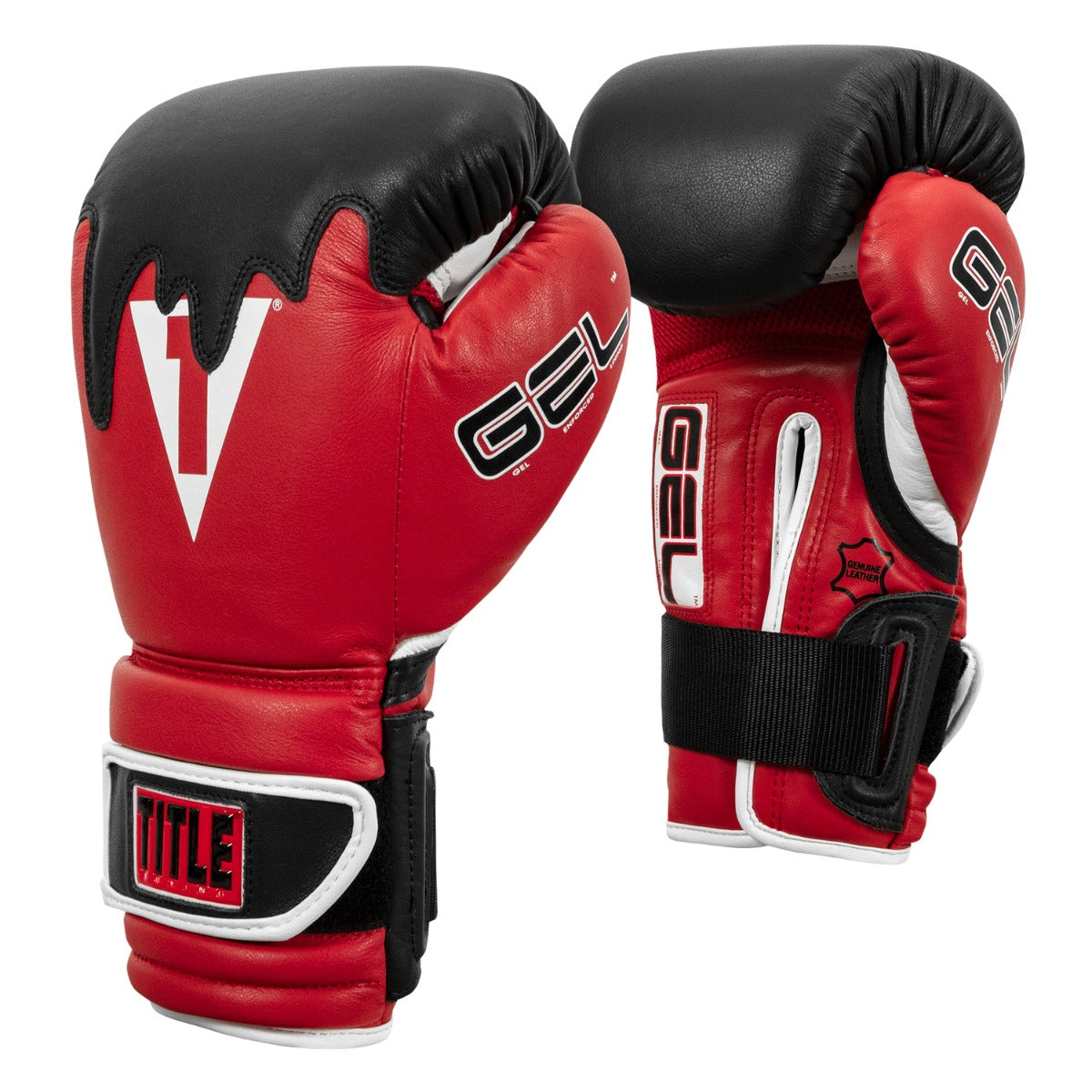 variant:Red/Black/White::TITLE Boxing Gel Lava Leather Series Training Gloves side view