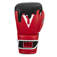 variant:Red/Black/White::TITLE Boxing Gel Lava Leather Series Training Gloves front view