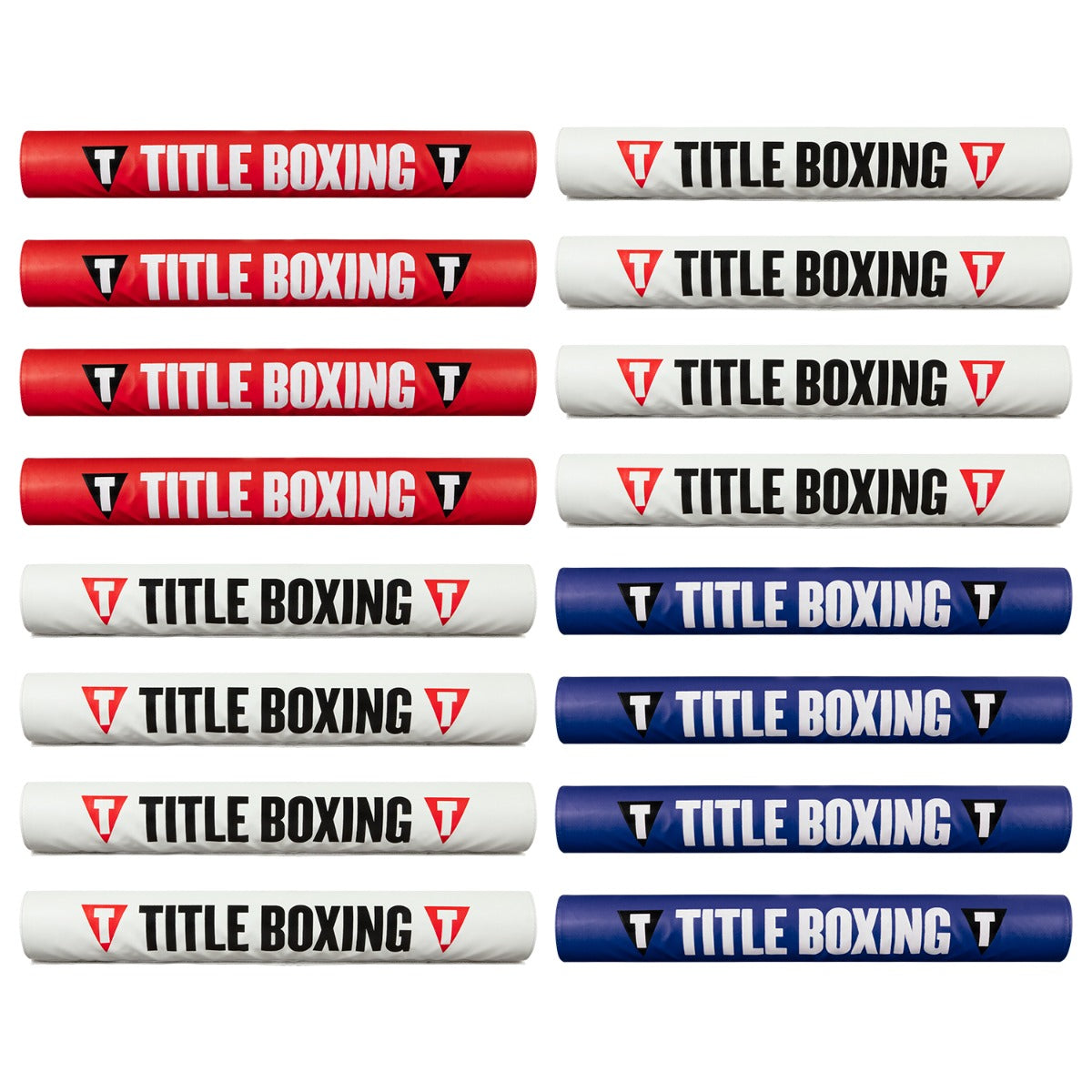 color:RD/WH/BL::TITLE Boxing Ring Turnbuckle Covers – V2 front view