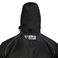 variant:lifestyle::TITLE Platinum Prevail Rubberized Sauna Suit main view hood up TITLE logo