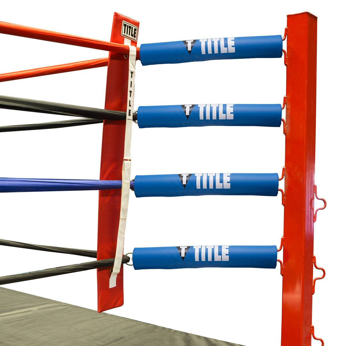 variant:RD/WH/BL::TITLE Boxing Ring Turnbuckle Covers front view blue