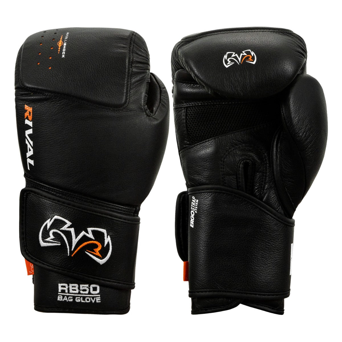 color:black::Rival Boxing Intelli-Shock Leather Bag Gloves