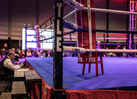 variant:lifestyle::TITLE Boxing Professional Ring Stairs in use on a boxing ring