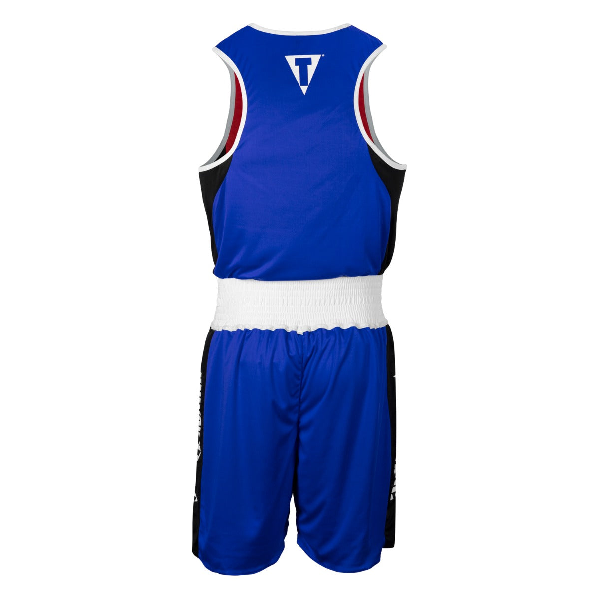 variant:red/blue::TITLE Boxing Stinger Reversible Amateur Boxing Set back view blue