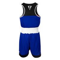 variant:lifestyle::TITLE Boxing Border Reversible Amateur Competition Set back view blue