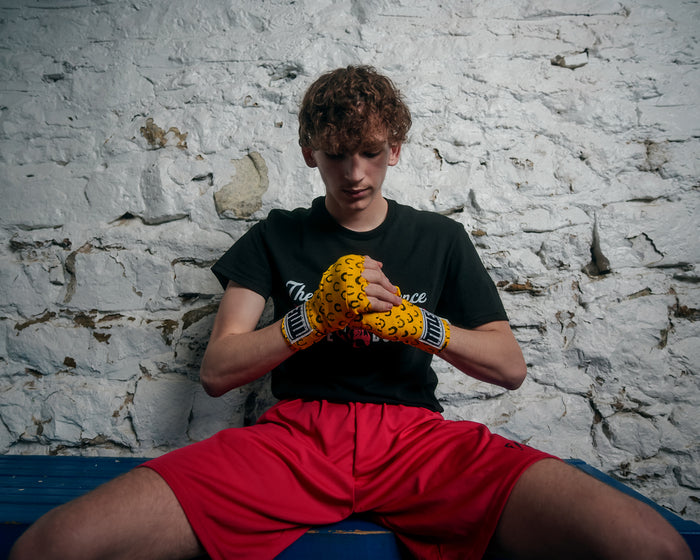 variant:Horseshoe::TITLE Boxing Print Hand Wraps 180"