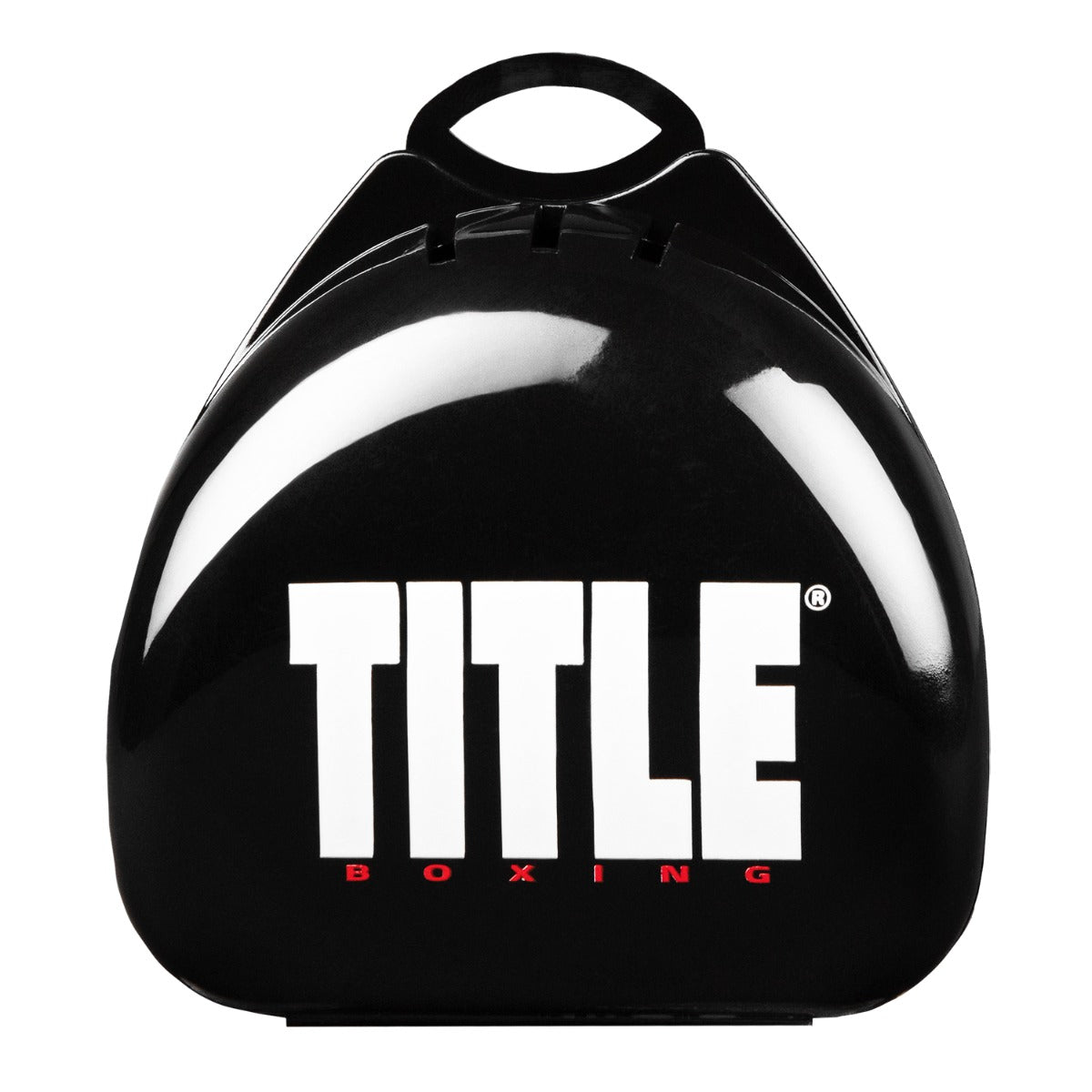 variant:black::TITLE Boxing Max Braces Mouthguard 2.0 case front view