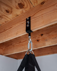 variant:lifestyle::TITLE Boxing Heavy Duty Wood Beam Hanger on a wood beam