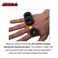 variant:lifestyle::TITLE Boxing Knuckle Donuts graphic showing how to use them
