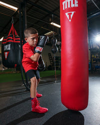 variant:Red::TITLE Boxing Speed-Flex Encore Mid-Top Shoes boy boxing wearing shoes