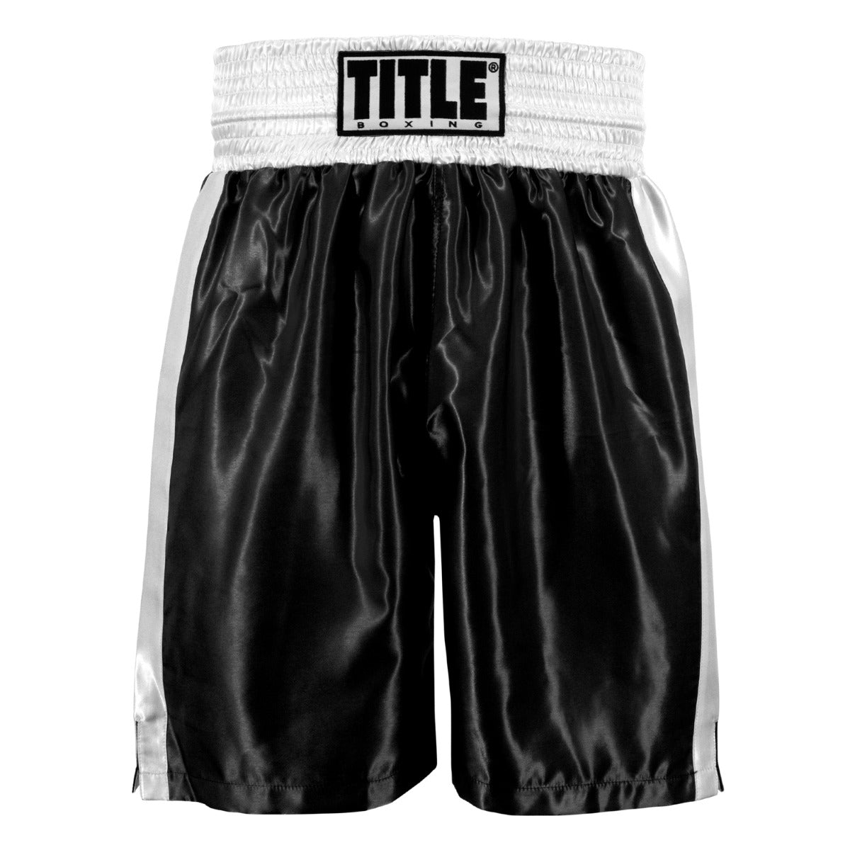 color:black/white::TITLE Boxing Edge Boxing Trunks 2.0 front view