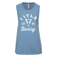 color:Blue::TITLE Boxing Women's Distressed Label Muscle Tank
