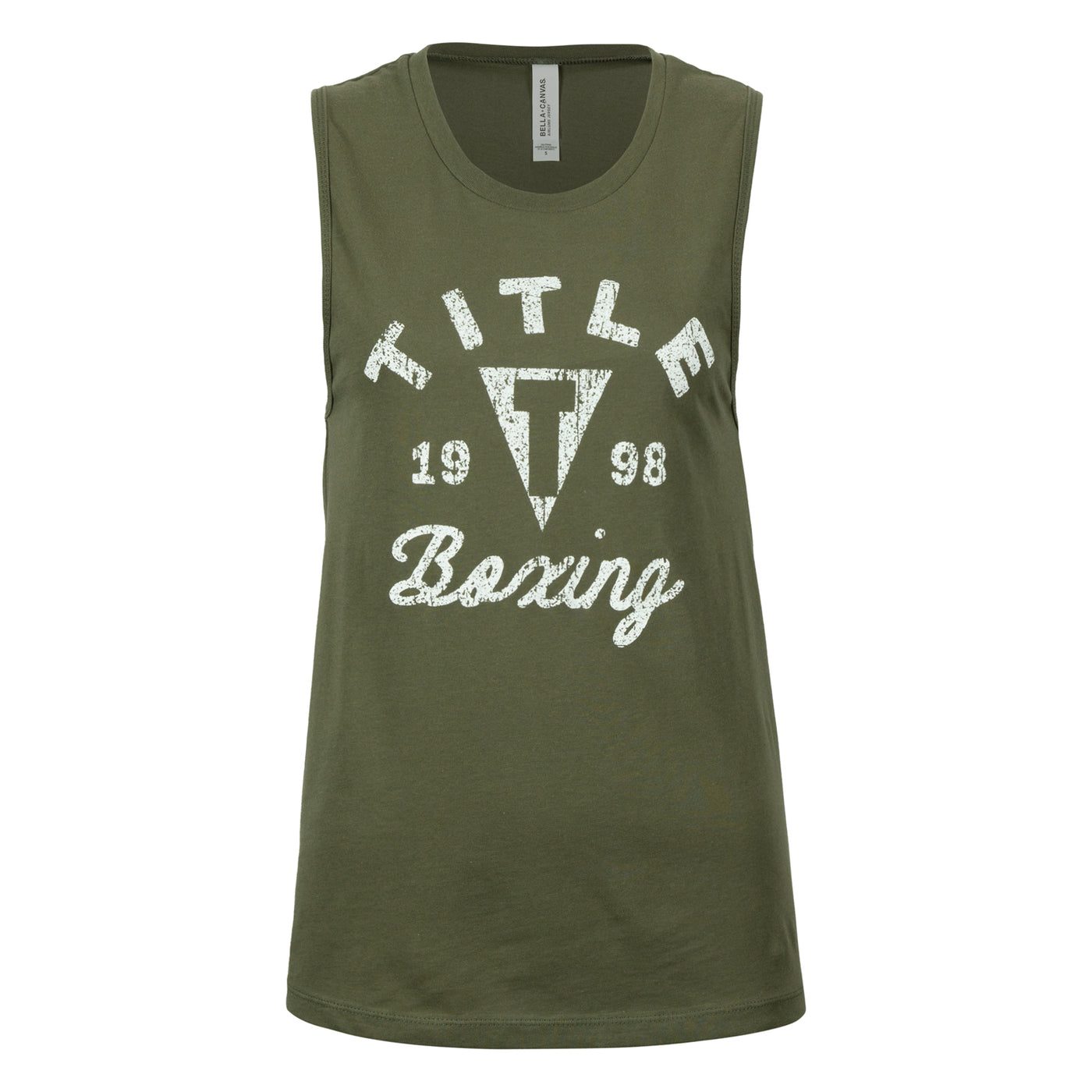 color:Green::TITLE Boxing Women's Distressed Label Muscle Tank