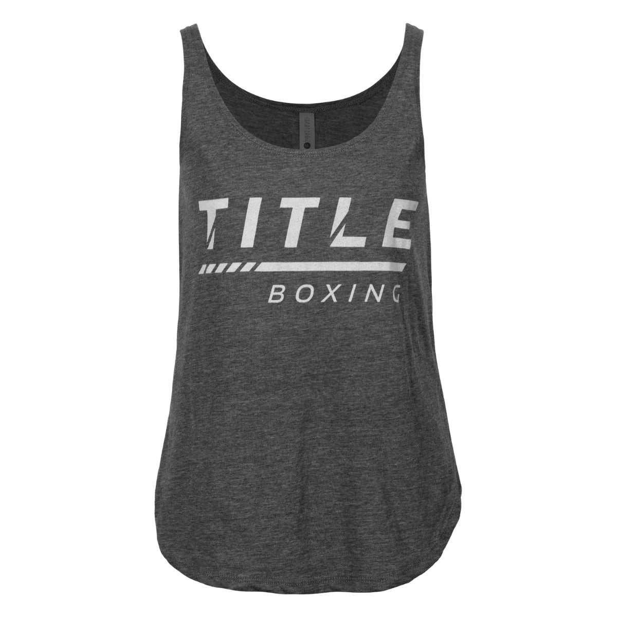 color:Charcoal::TITLE Boxing Women's Striped Wordmark Cropped Tank