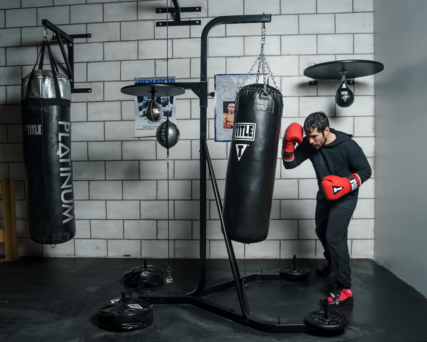 punching bag and speed bag stand