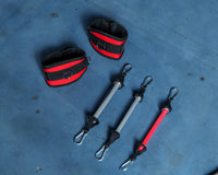 variant:lifestyle::TITLE Boxing Fast Feet Trainer flat lay showing different parts