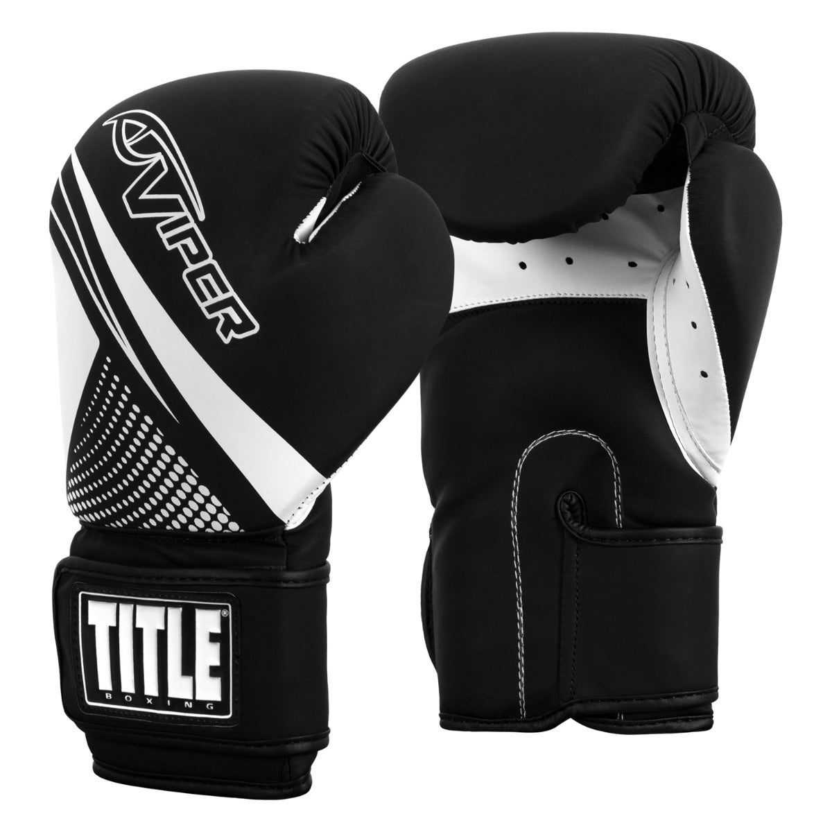 variant:Black/White::Viper by TITLE Boxing Strike Select Bag Gloves 2.0 side view