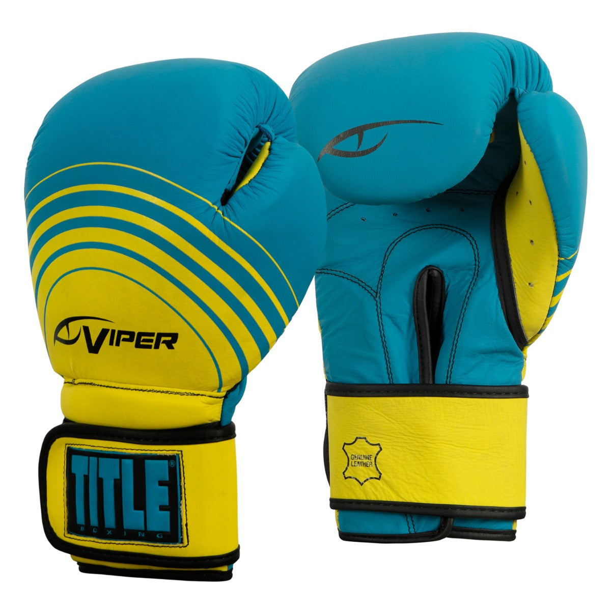 variant:Blue/Lime::Viper by TITLE Boxing Select Training Gloves 2.0 side view