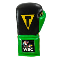 variant:Black/Green::WBC by TITLE Boxing Sparring Gloves front view