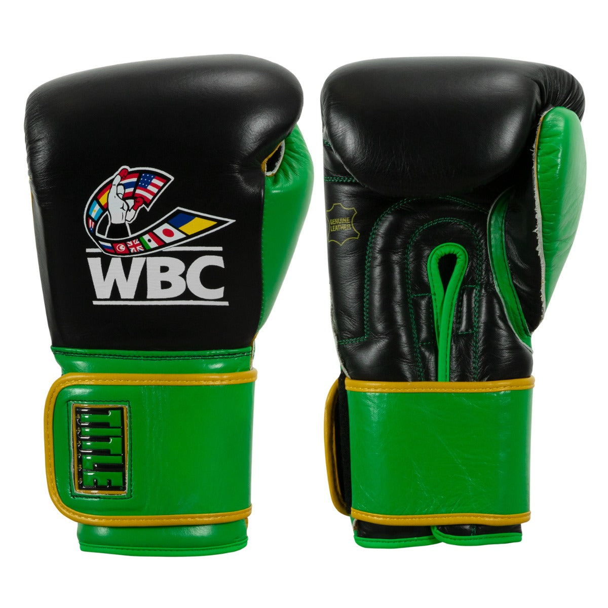 color:Black/Green::WBC by TITLE Boxing Training Gloves main view