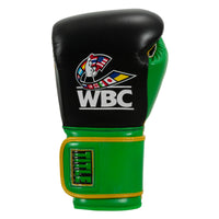 variant:Black/Green::WBC by TITLE Boxing Training Gloves front view