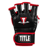 variant:Black/White/Red::TITLE MMA Conflict Pro Fight Gloves front view