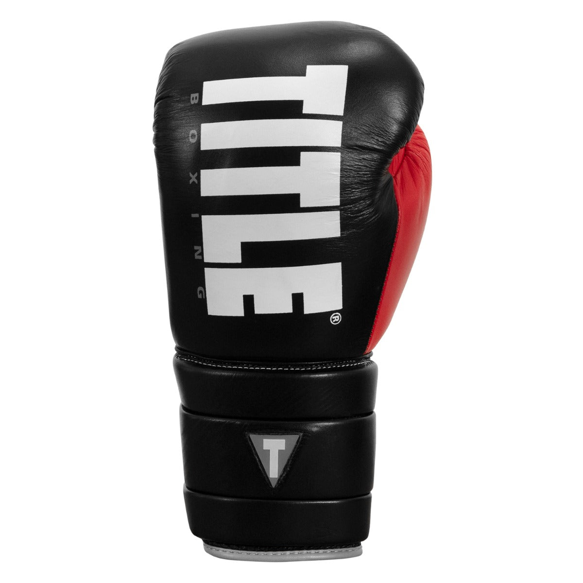 variant:Black/Silver::TITLE Boxing Leather Enforcer Pro Sparring Gloves front view