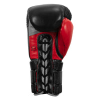 variant:Black/Silver::TITLE Boxing Leather Enforcer Pro Sparring Gloves back view