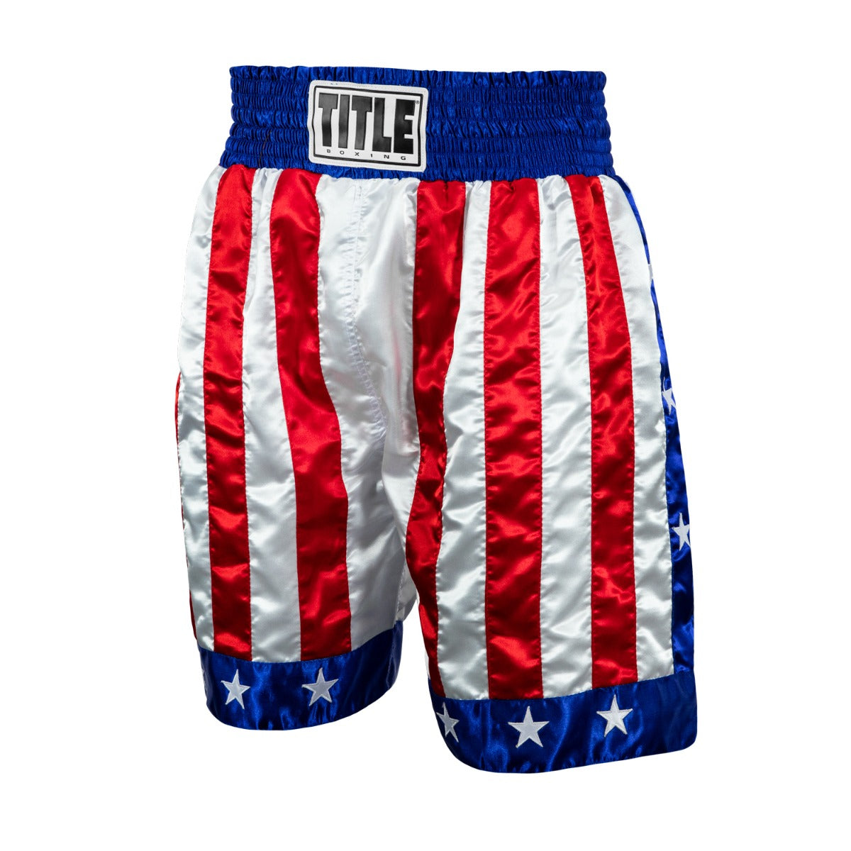 AMNPOLEN Adult Mens American Flag Boxing Satin Shorts Trunk Costume 