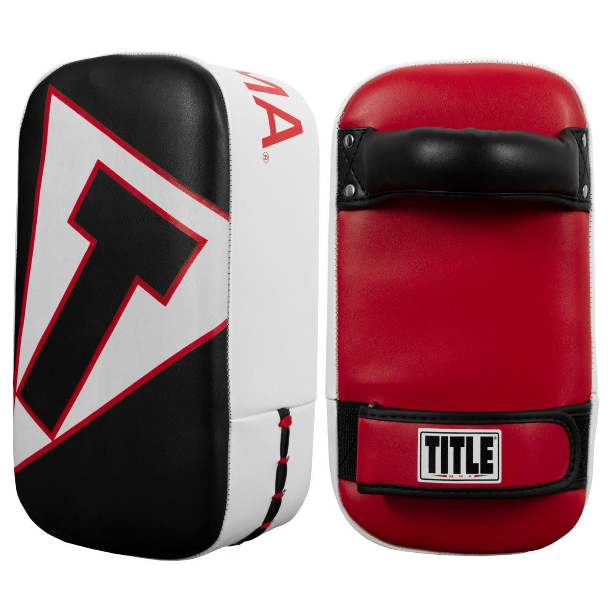 Black/Red Title Boxing Gel Thai Style Hook and Loop Closure Thigh Pads 
